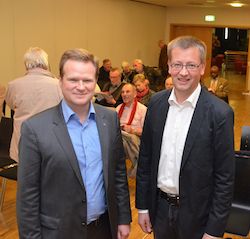 Die Bundestagsabgeordneten Frank Schwabe (li.) und Burkhard Blienert